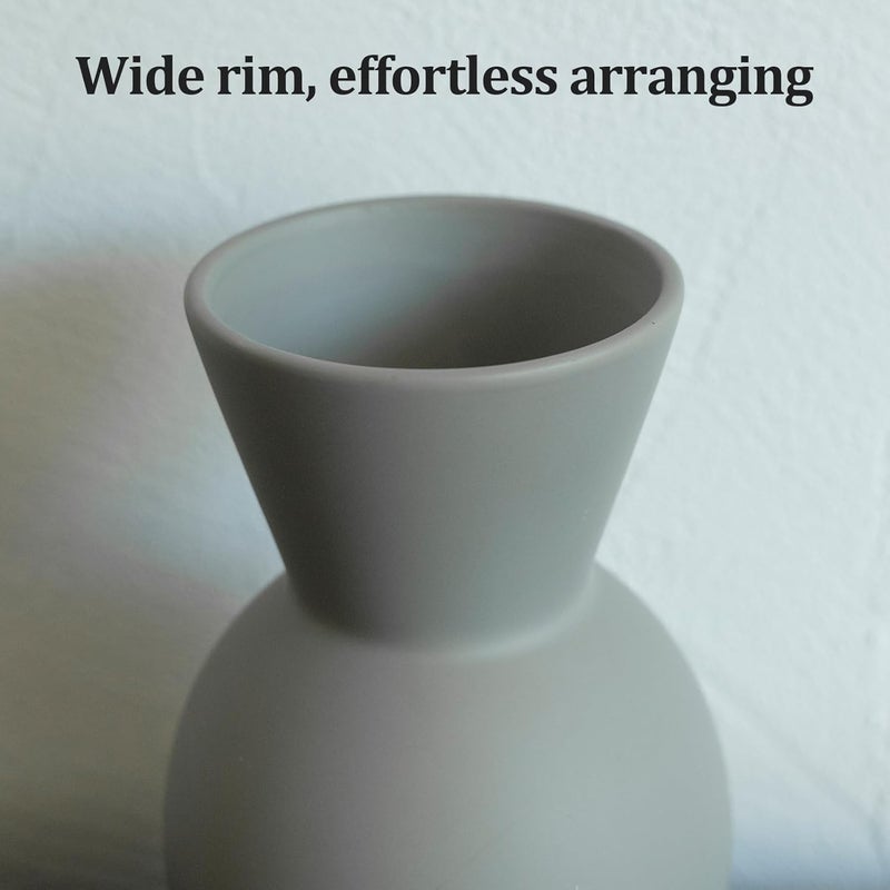 TBOHCRAFED Ceramic Flower Vase Set of 3, Fake Flowers in Vase for Centerpieces with 8 Artificial Autumn Chrysanthemums Artificial Decorative Swags - Image 2